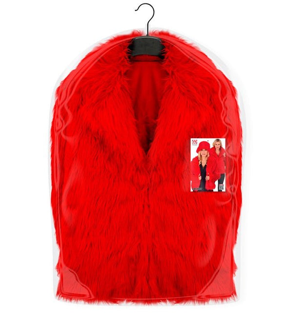 Bontjas Dames Pluche Rood van Widmann koop je bij Partywinkel