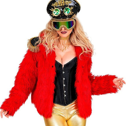 Bontjas Dames Pluche Rood van Widmann koop je bij Partywinkel