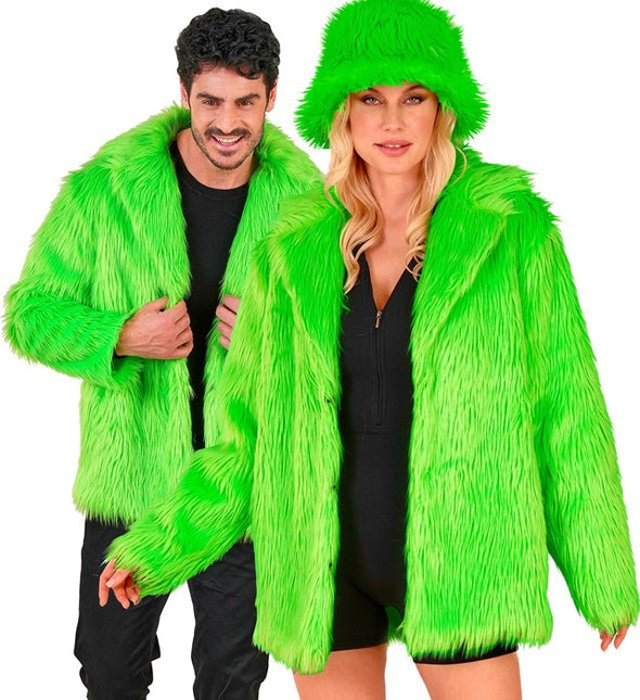 Bontjas Pluche Neon Groen van Widmann koop je bij Partywinkel