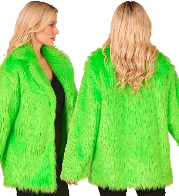 Bontjas Pluche Neon Groen van Widmann koop je bij Partywinkel