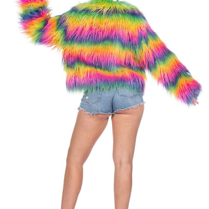 Regenboog Bontjas Dames van Wilbers & Wilbers koop je bij Partywinkel