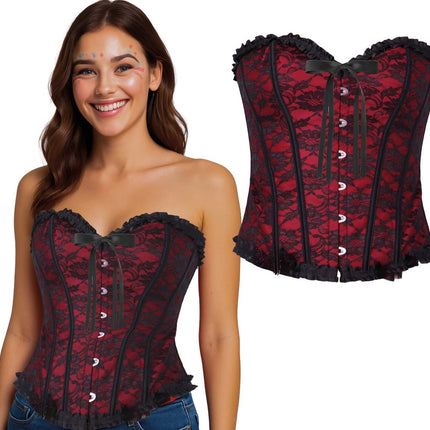 Bordeaux Rode Corset Dames van Fiestas Guirca koop je bij Partywinkel