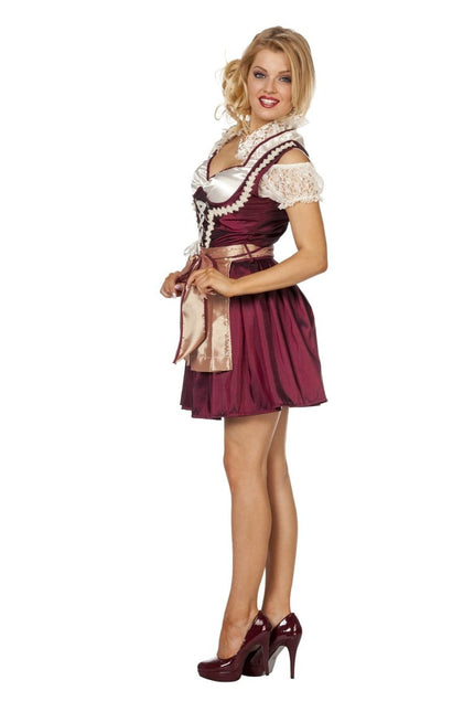 Bordeaux Rode Dirndl Jurk Oktoberfest Dames van Wilbers & Wilbers koop je bij Partywinkel
