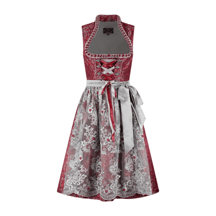Bordeaux Rode Dirndl Jurk Oktoberfest Dames Kant 2 delig van Haus Huberts koop je bij Partywinkel