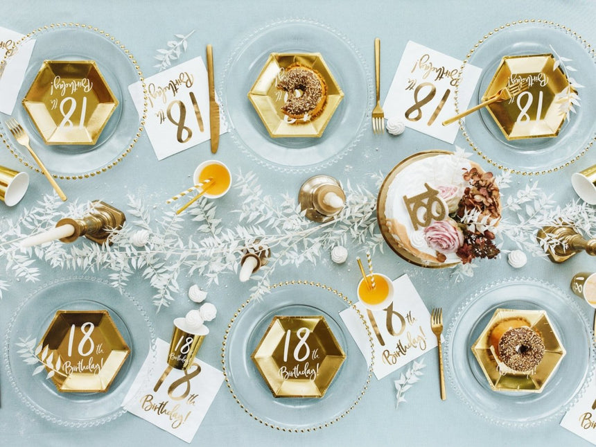 Borden 18 Jaar Goud 20cm 6st van Partydeco koop je bij Partywinkel