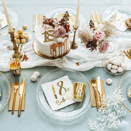 Borden 18 Jaar Goud 20cm 6st van Partydeco koop je bij Partywinkel