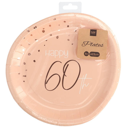 Borden 60 Jaar Rose Goud 23cm 8st van Folat koop je bij Partywinkel