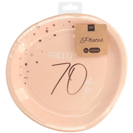 Borden 70 Jaar Rose Goud 23cm 8st van Folat koop je bij Partywinkel