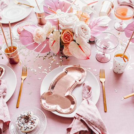 Borden Piemel Rose Goud 26,5cm 6st van Partydeco koop je bij Partywinkel