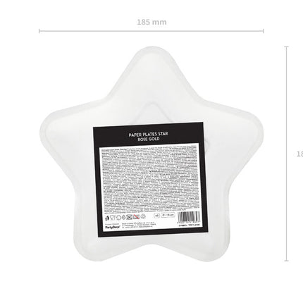Borden Ster Rose Goud 18cm 6st van Partydeco koop je bij Partywinkel