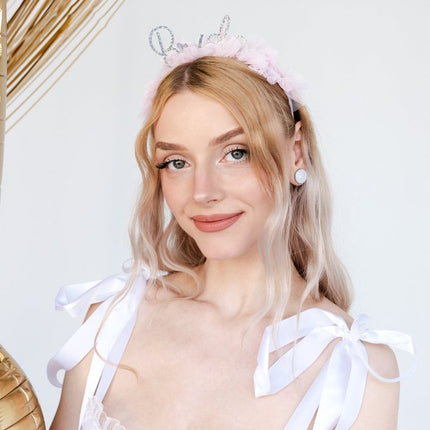 Bride Haarband Roze Zilver van Partydeco koop je bij Partywinkel