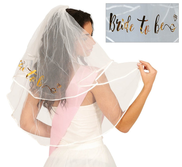 Bride To Be Sluier 70cm van Fiestas Guirca koop je bij Partywinkel