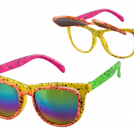 Neon 80S Bril Hologram Met Klep van Wilbers & Wilbers koop je bij Partywinkel