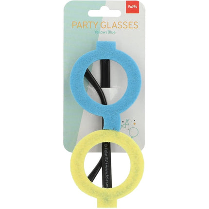 Bril Colorblock Blauw/Geel van Folat koop je bij Partywinkel