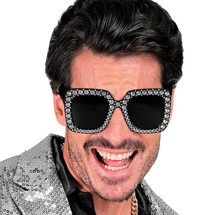 BRIL ZWART MET STRASS van Widmann koop je bij Partywinkel