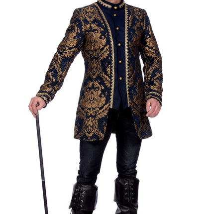 Blauw Gouden Jas Heren Brokaat van Wilbers & Wilbers koop je bij Partywinkel
