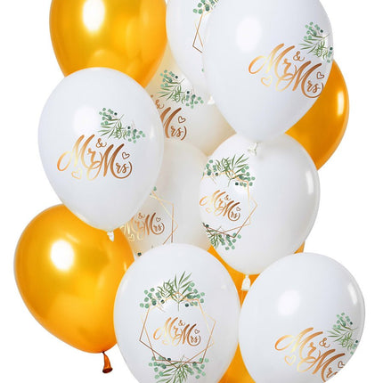 Bruiloft Ballonnen Mr & Mrs 30cm 12st van Folat koop je bij Partywinkel