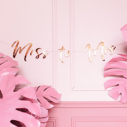 Bruiloft Slinger Miss to Mrs, Rose Goud 76cm van Partydeco koop je bij Partywinkel