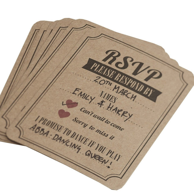 Bruiloft Uitnodigingen Kraft 12cm 10st van Ginger Ray koop je bij Partywinkel