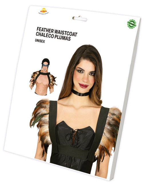 Bruin Zwarte Kraag Veren van Fiestas Guirca koop je bij Partywinkel