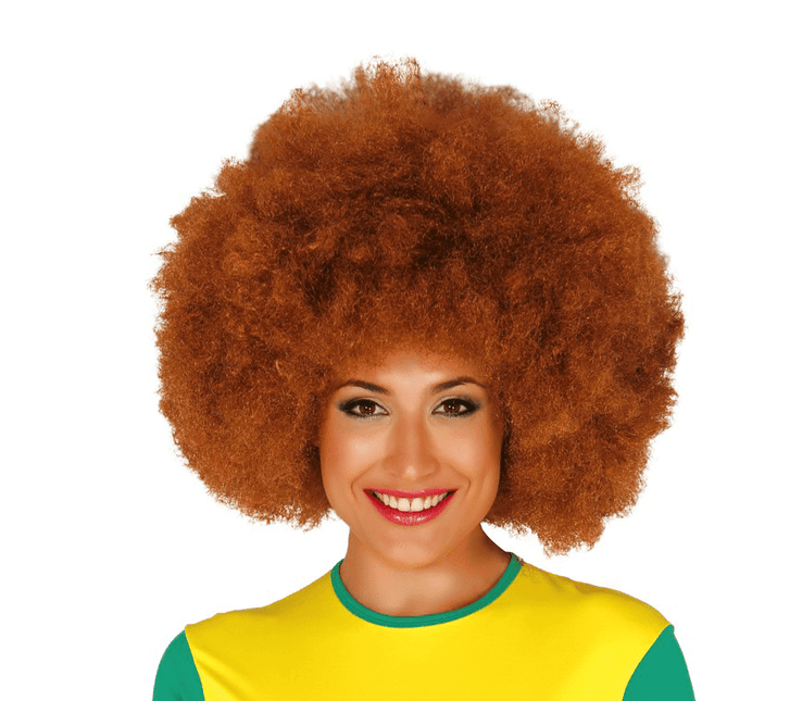 Bruine Afro van Fiestas Guirca koop je bij Partywinkel