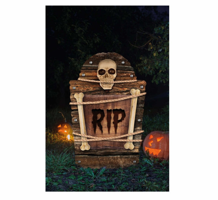 Bruine Halloween Decoratie Grafsteen Rip 56cm van Fiestas Guirca koop je bij Partywinkel