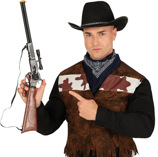 Bruine Nep Wapenset Met Richtkijker 64cm van Fiestas Guirca koop je bij Partywinkel