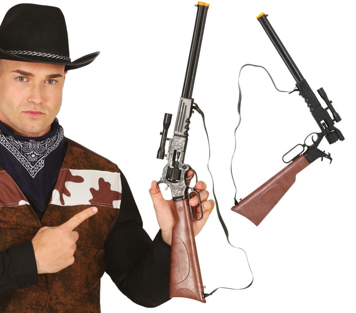 Bruine Nep Wapenset Met Richtkijker 64cm van Fiestas Guirca koop je bij Partywinkel