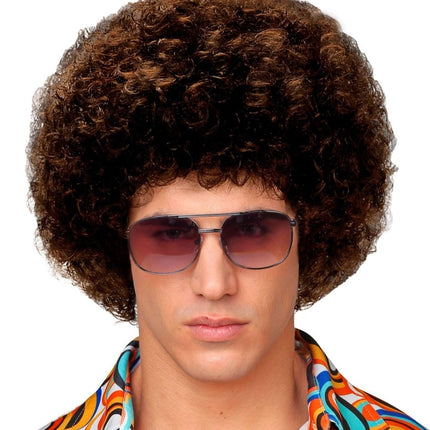 Bruine Pruik Afro Unisex van Widmann koop je bij Partywinkel