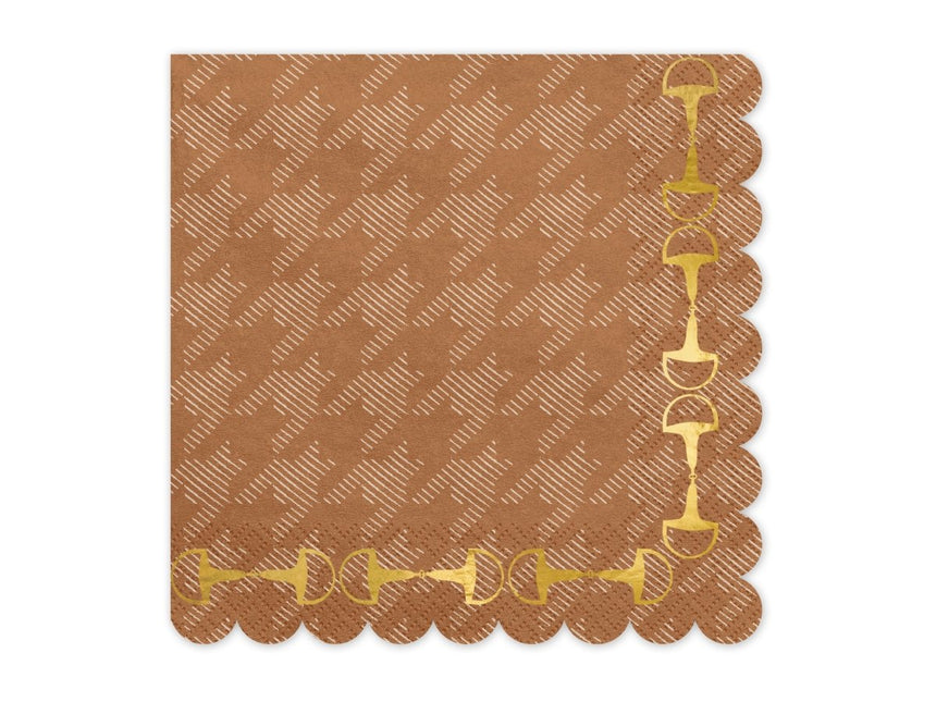 Bruine Servetten 33cm 12st van Partydeco koop je bij Partywinkel