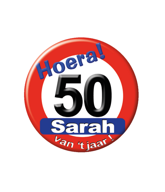 50 Jaar Button Sarah Verkeersbord 5,5cm