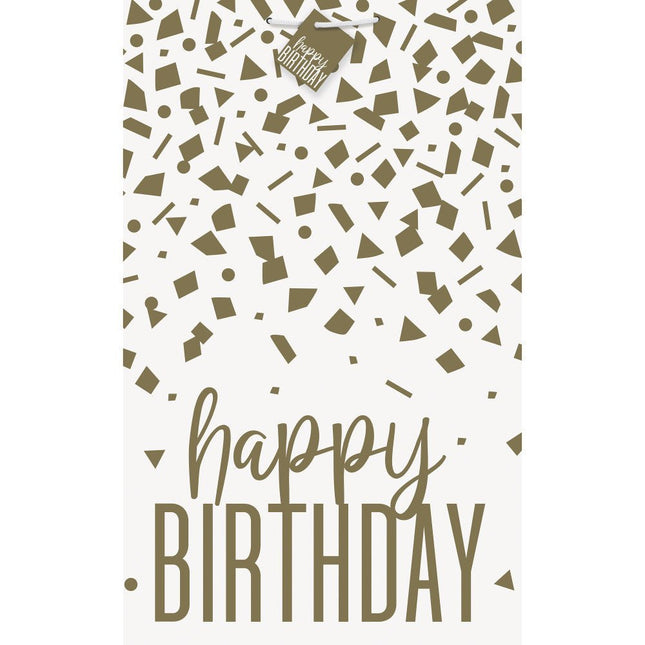 Cadeautasje Happy Birthday Goud Confetti van Unique koop je bij Partywinkel