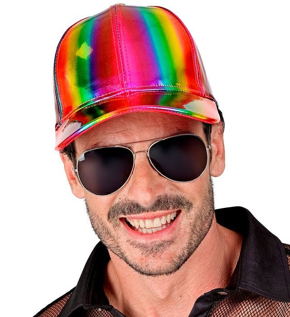 Cap regenboog holografisch van Widmann koop je bij Partywinkel