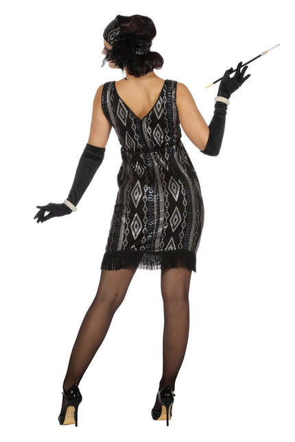 Charleston Jurk Zwart/Zilver van Wilbers & Wilbers koop je bij Partywinkel