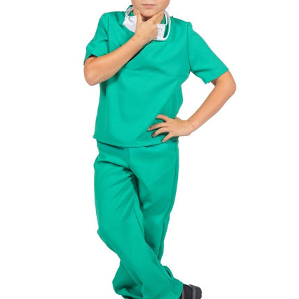 Chirurg Kostuum Groen Kind 4 delig van Wilbers & Wilbers koop je bij Partywinkel