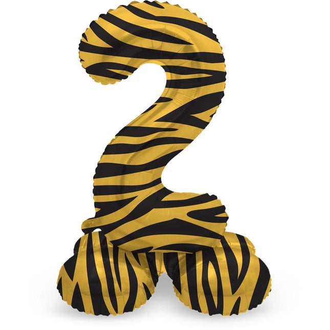 Cijfer Ballon 2 Jaar Tijger Met Standaard Leeg 72cm van Folat koop je bij Partywinkel