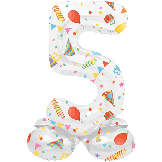 Cijfer Ballon 5 Jaar Feest Met Standaard Leeg 72cm van Folat koop je bij Partywinkel