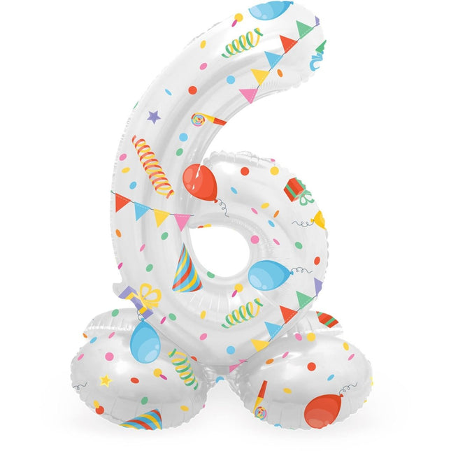 Cijfer Ballon 6 Jaar Feest Met Standaard Leeg 72cm van Folat koop je bij Partywinkel