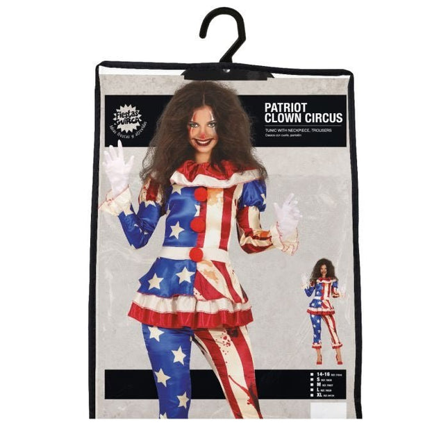 Clown Halloween Kostuum Dames Amirikaanse vlag van Fiestas Guirca koop je bij Partywinkel