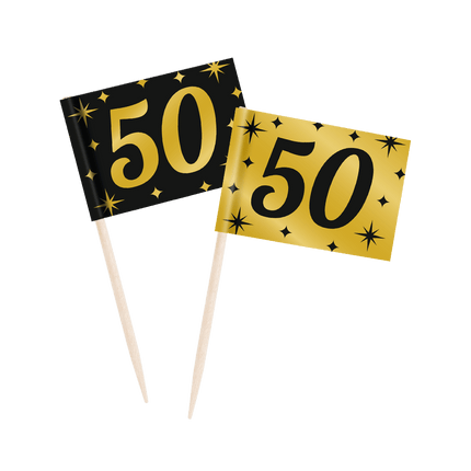 Cocktailprikkers 50 Jaar 6,5cm 50st van Paper Dreams koop je bij Partywinkel