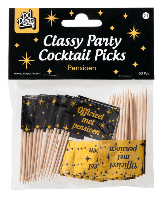 Cocktailprikkers Pensioen 6,5cm 50st van Paper Dreams koop je bij Partywinkel
