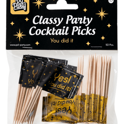 Cocktailprikkers You Did It 6,5cm 50st van Paper Dreams koop je bij Partywinkel