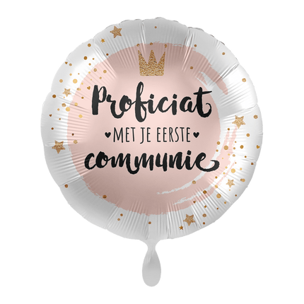 Communie Helium Ballon Goud Roze Meisje Leeg 43cm van Premioloon koop je bij Partywinkel