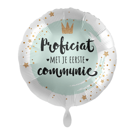 Communie Helium Ballon Zwart Groen Jongen Leeg 43cm van Premioloon koop je bij Partywinkel