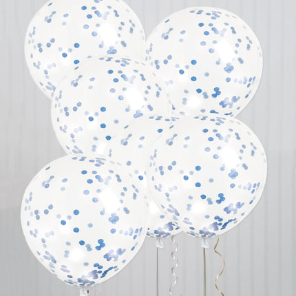 Confetti Ballonnen Blauw 30cm 6st van Unique koop je bij Partywinkel