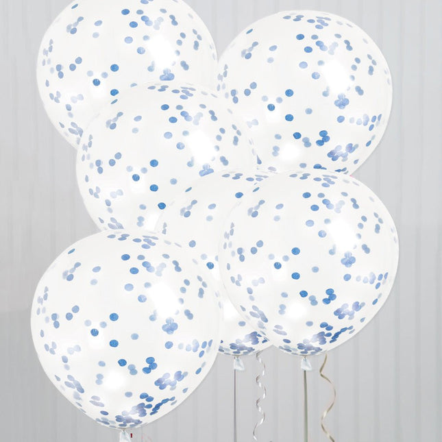 Confetti Ballonnen Blauw 30cm 6st van Unique koop je bij Partywinkel