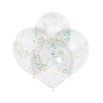 Confetti Ballonnen Gekleurd 30,5cm 6st van Unique koop je bij Partywinkel