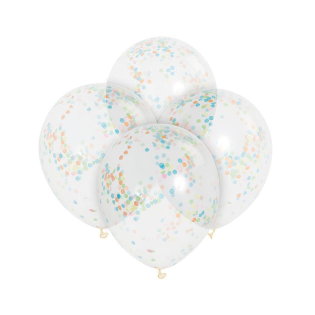 Confetti Ballonnen Gekleurd 30,5cm 6st van Unique koop je bij Partywinkel