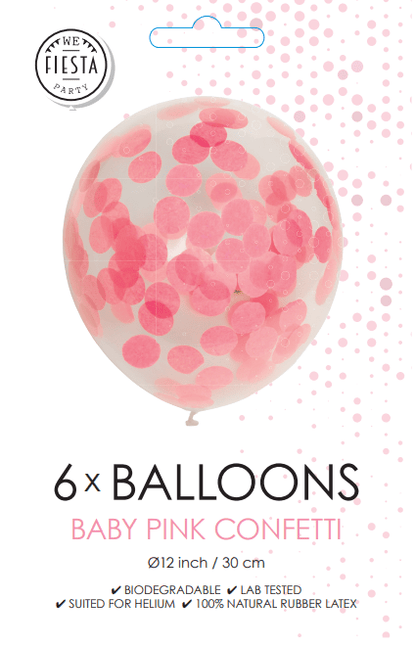 Confetti Ballonnen Lichtroze 30cm 6st van WeFiesta koop je bij Partywinkel