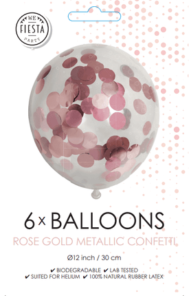 Confetti Ballonnen Rose Goud 30cm 6st van WeFiesta koop je bij Partywinkel